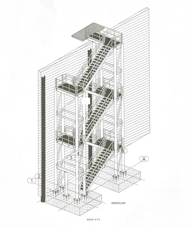 NARVYN miscellaneous steel stair tower model with landings, handrails and platform framing